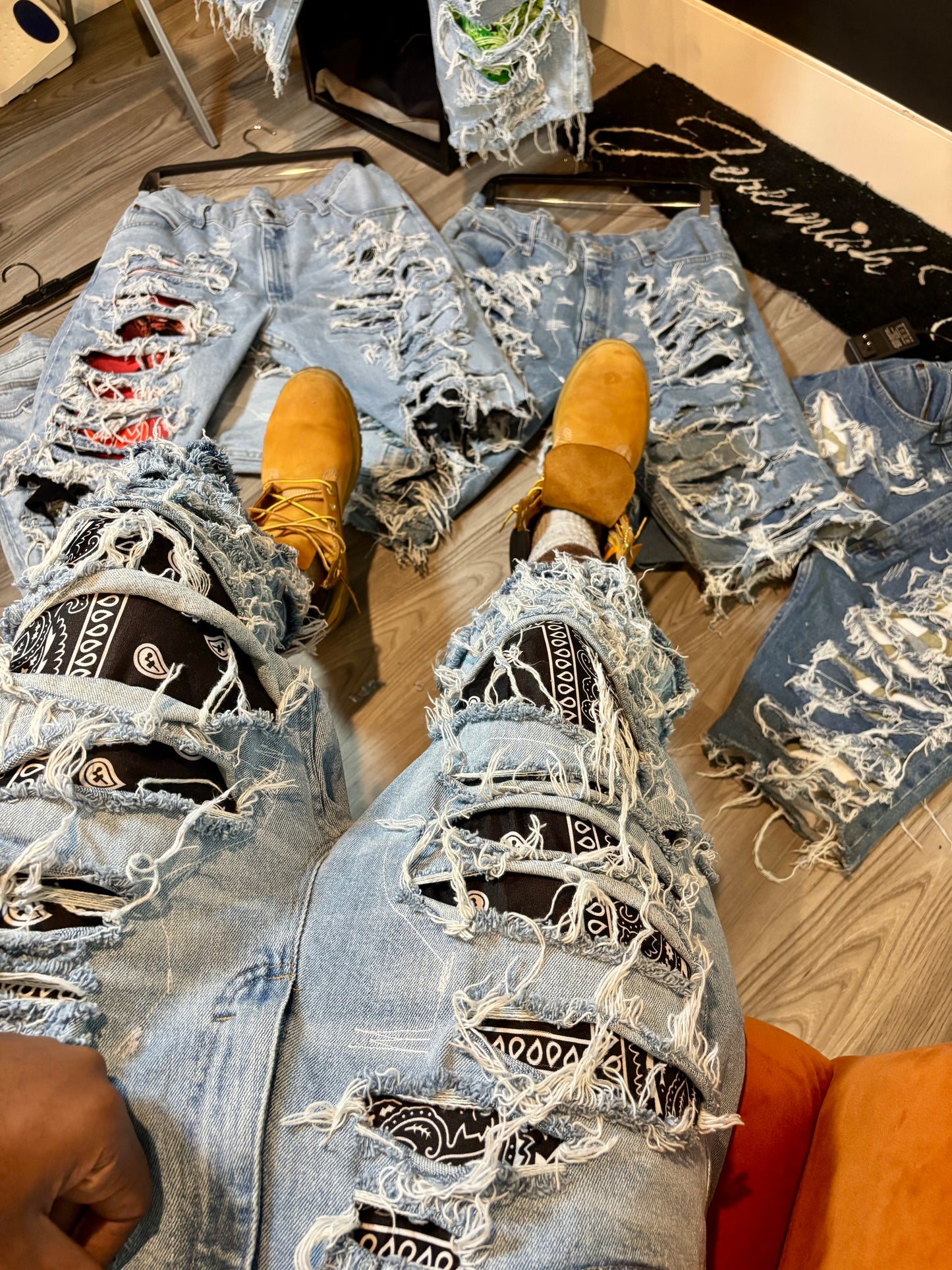Rebellion Paisley Distressed Denim Jorts