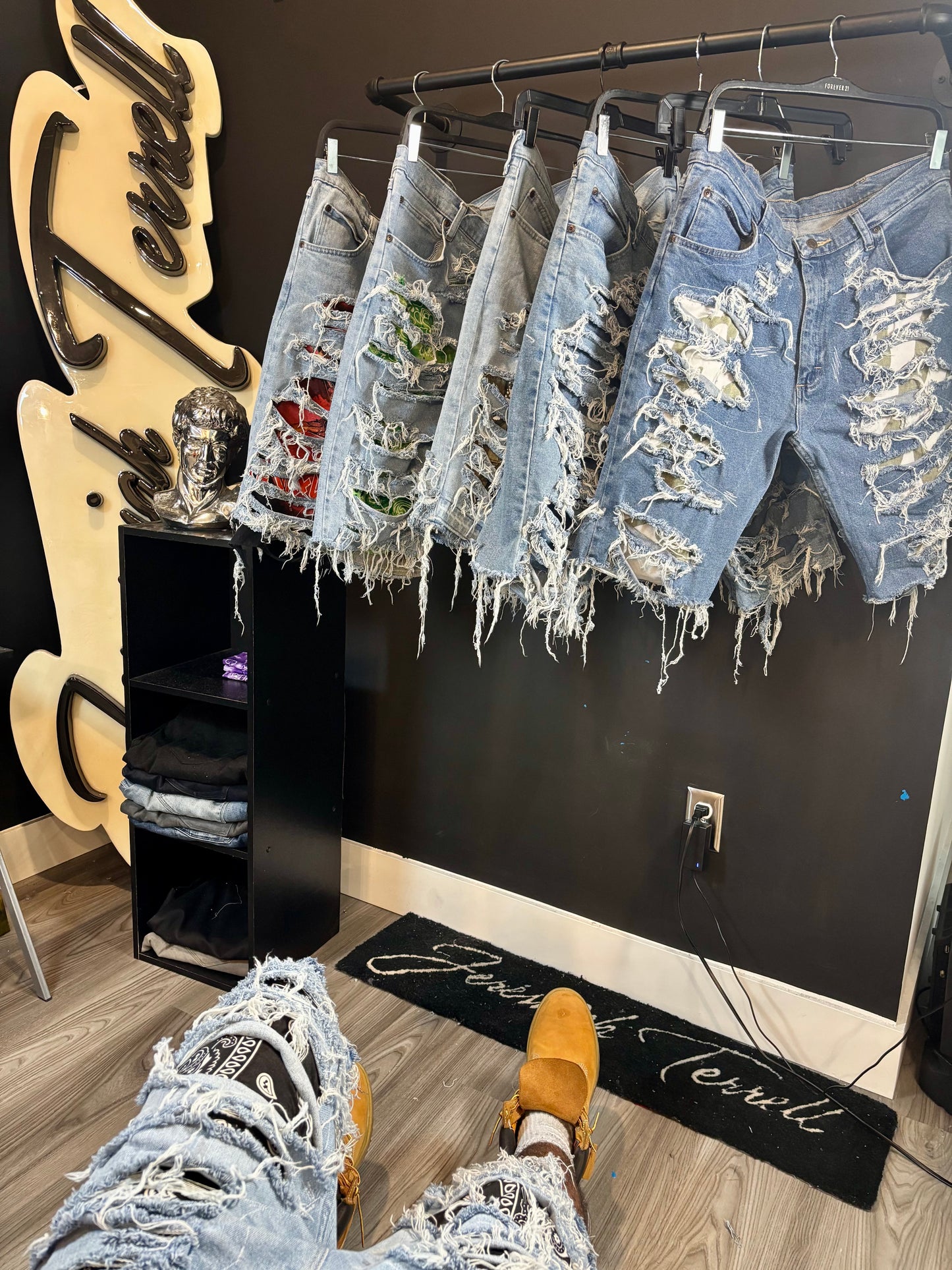 Rebellion Paisley Distressed Denim Jorts