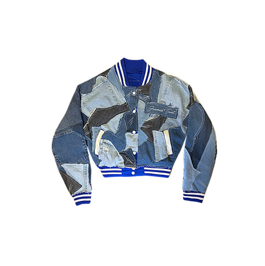 JT PatchWork Womens Varsity Crop Top Jacket