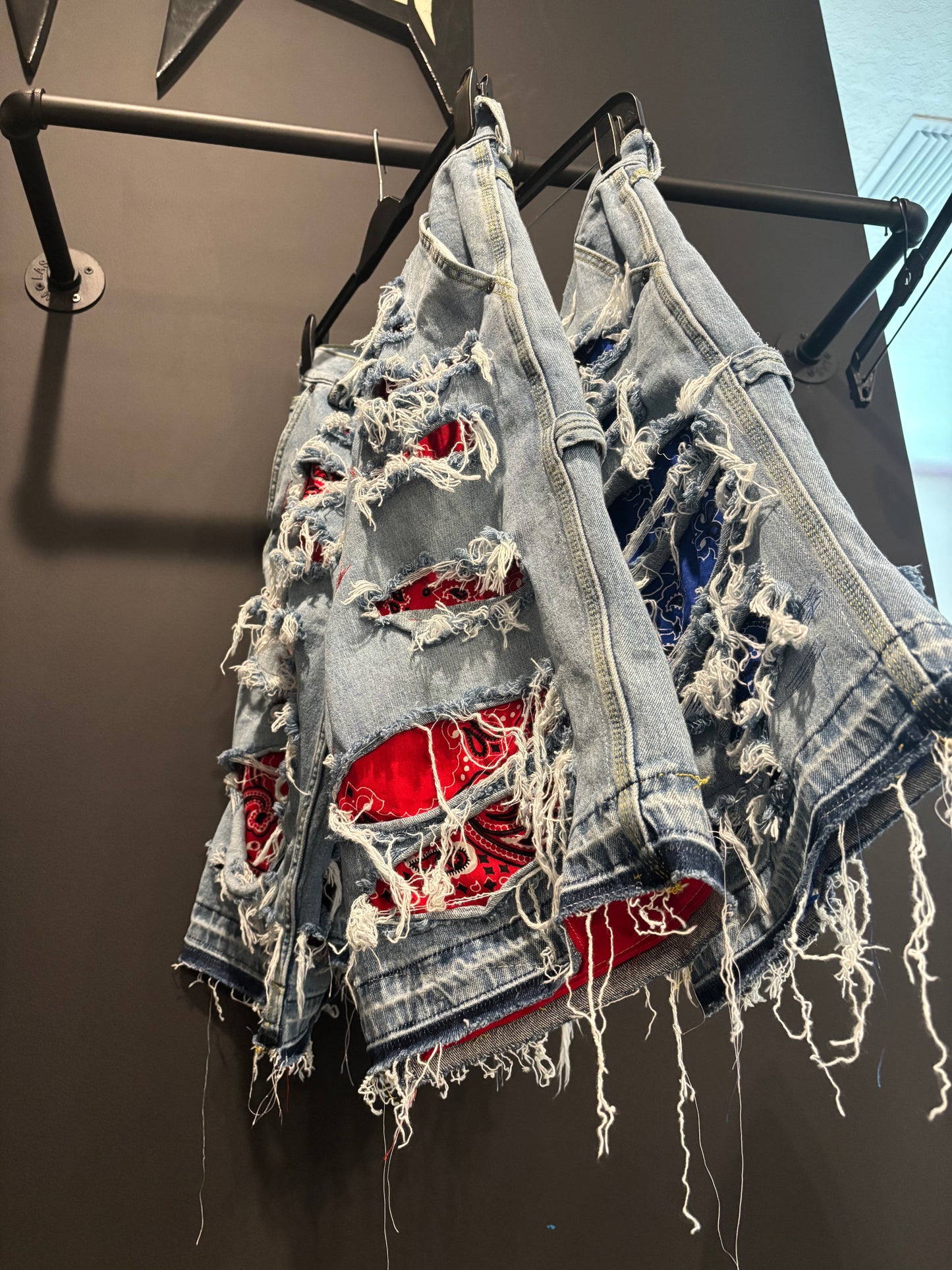 Rebellion Paisley Distressed Denim Jorts