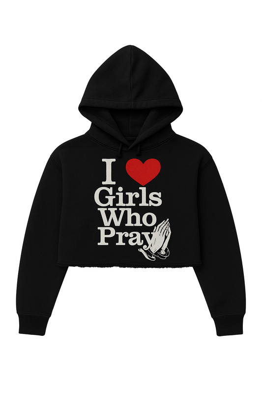 I ❤️ Girls Who Pray Cropped Hoodies