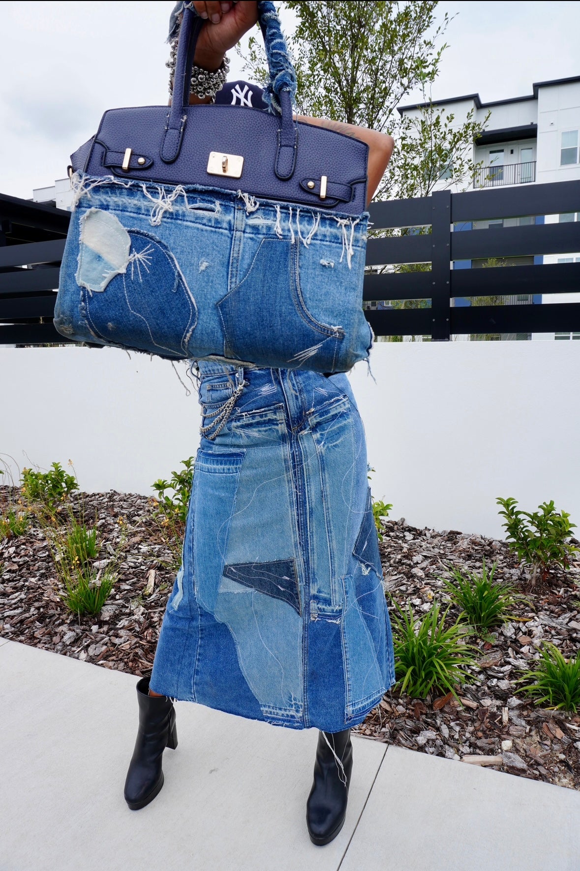 Midnight Geometry Patchwork Skirt
